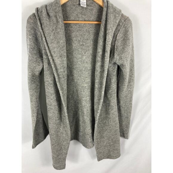 CAbi Sweaters - Cabi 100% Lambs Wool Grey Hoodied Cardigan Sweater Size Small